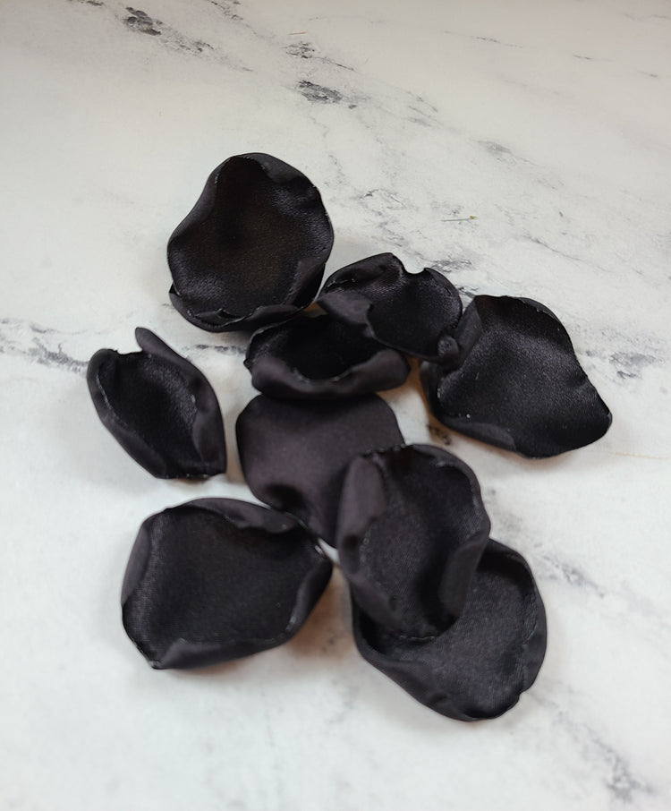 Black rose petals for table confetti, Gothic wedding decorations, flower girl baskets