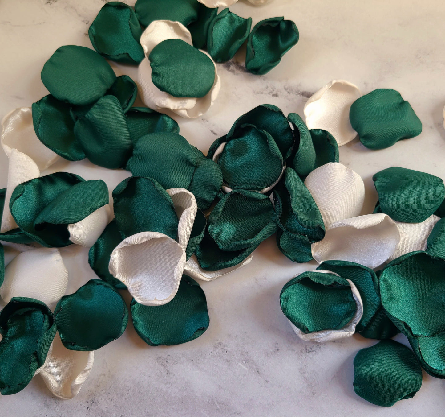 Forest Green & Ivory Rose Petals for Fall Wedding Decor, aisle decorations, table confetti, engagement backdrop props