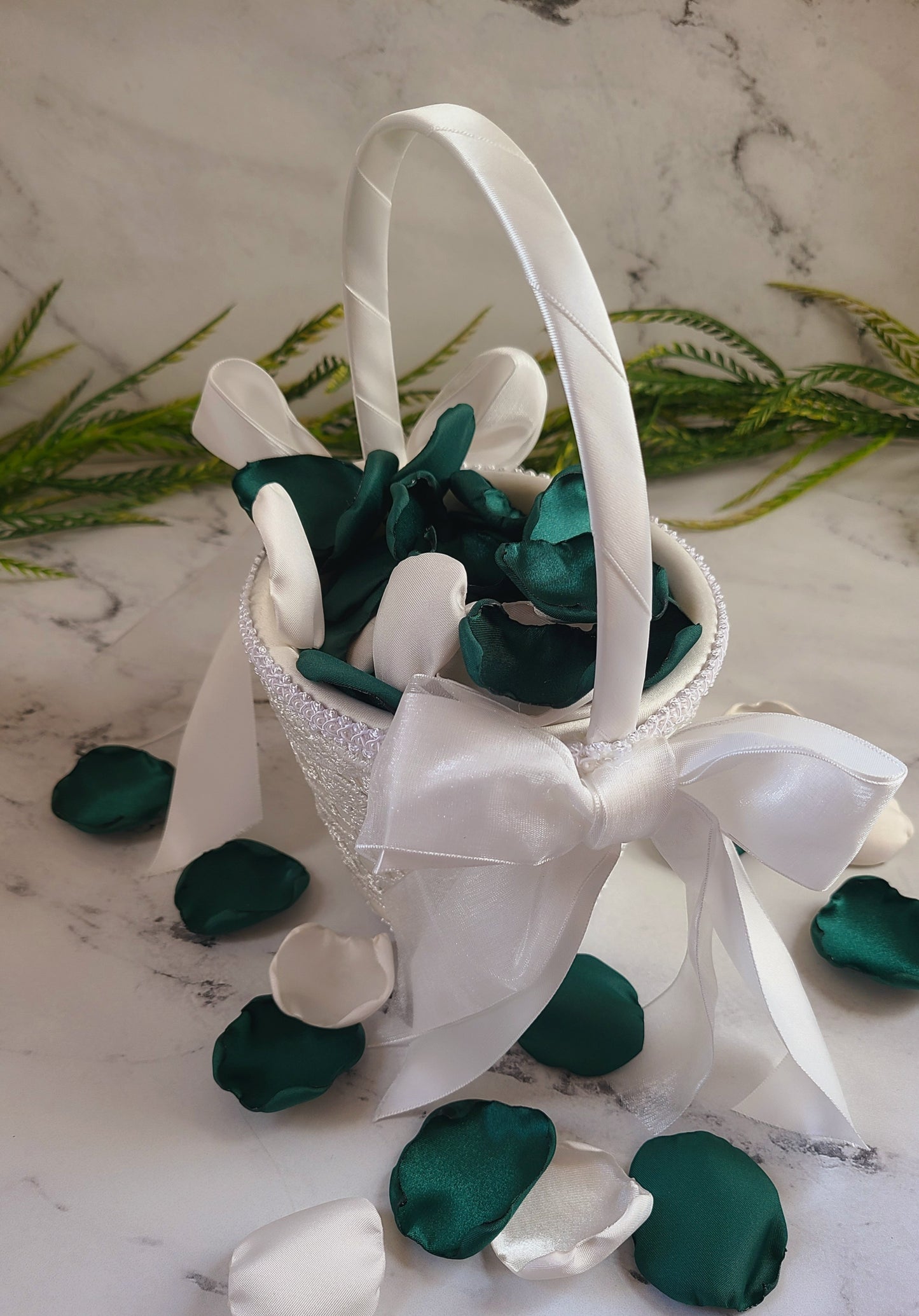 Forest Green & Ivory Rose Petals for Fall Wedding Decor, aisle decorations, table confetti, engagement backdrop props