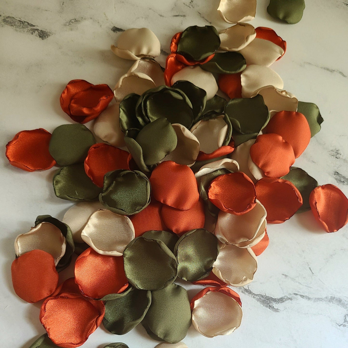 Beige Rust and Olive rose petals for flower girl tossing, fall wedding aisle decor, Olive, Rust and Beige Rose Petals for Flower Girl Basket, engagement backdrop props, Flower girl petals for wedding aisle decorations, Western Wedding ideas, Boho flower girl basket, bridesmaid proposal box