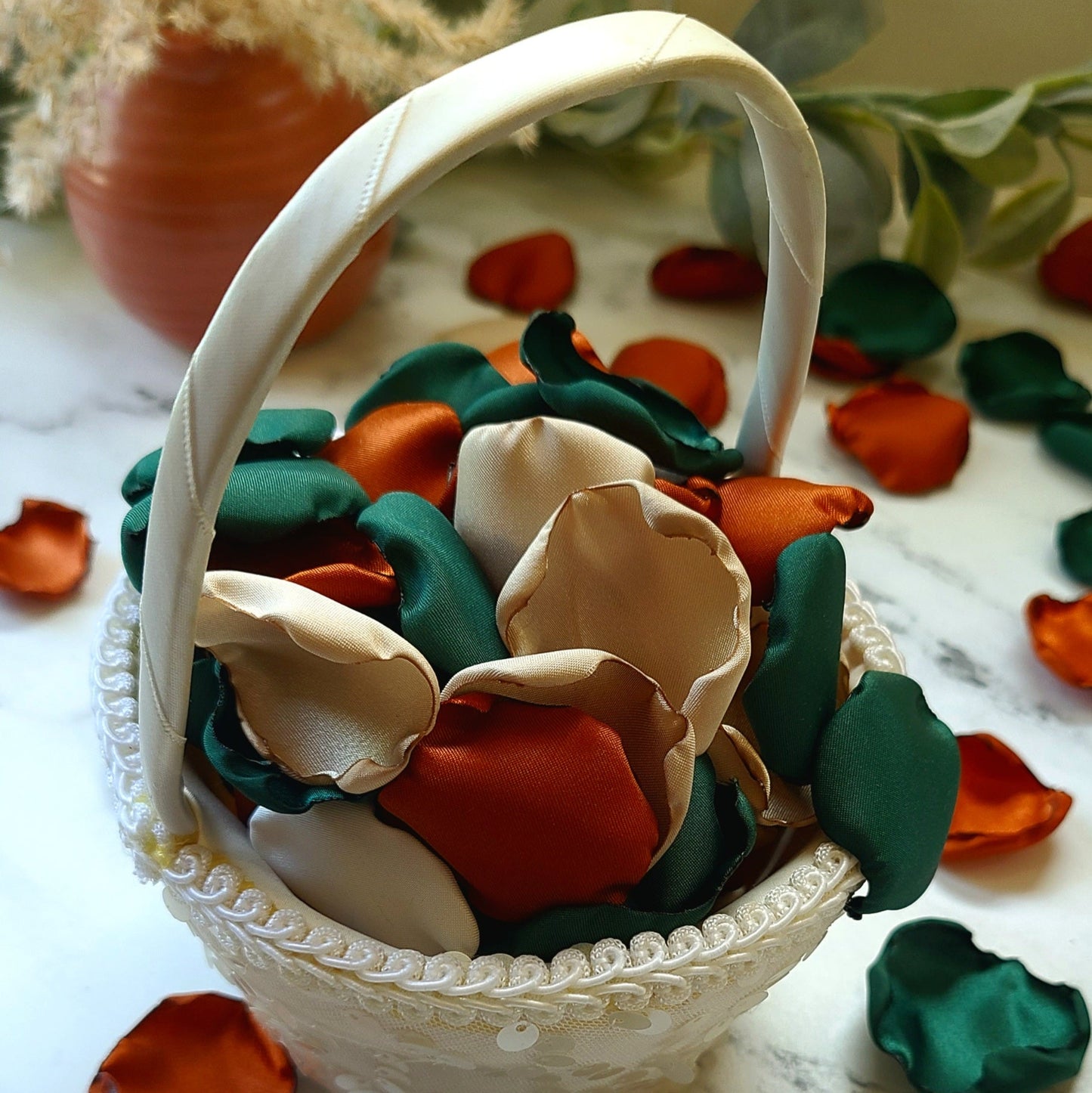 Emerald Beige Ivory & Terracotta Rose Petals, Emerald Beige Ivory & Terracotta Rose Petals for Fall Wedding Decor, Flower Girl Petals for Western, Boho Aisle Decor, Table Confetti, Saddlin up Settlin down bachorlette party, Future Mrs