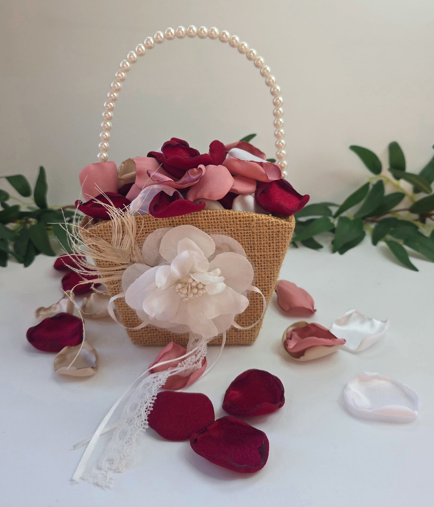 Burgundy and Dusty Pink Rose Petals, Aisle Decor, Confetti