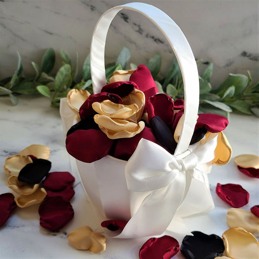 Black, Burgundy and Gold Wedding Decor Rose Petals