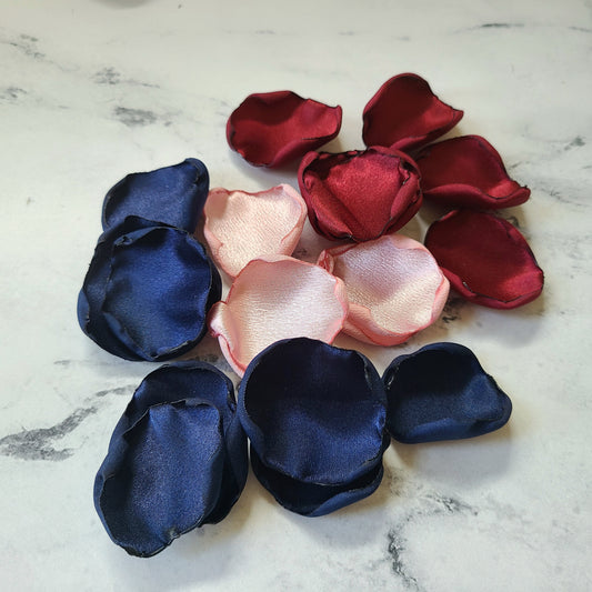 Navy Blue, Burgundy and Rose Gold Rose Petals for flower girl baskets, Bridesmaids boxes