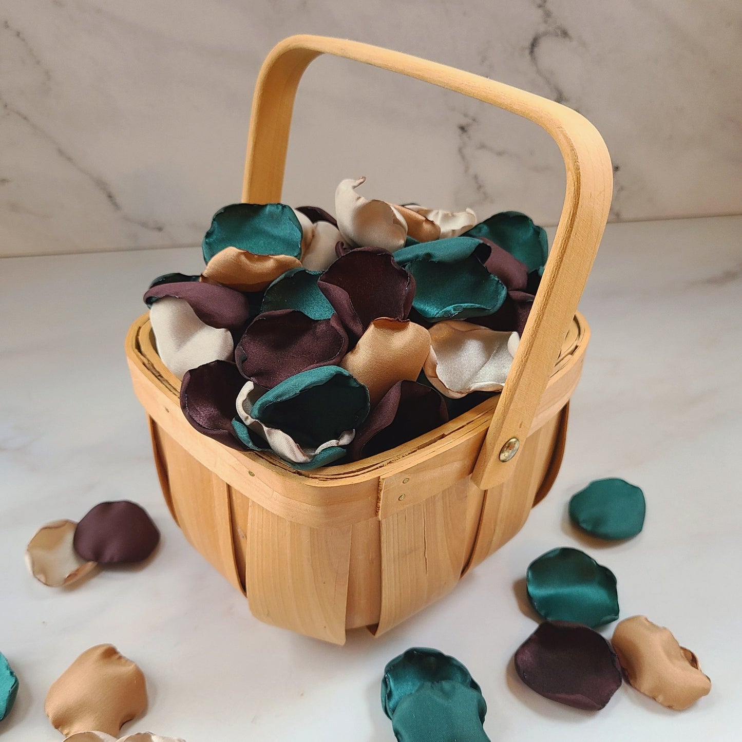 Camouflage Wedding Decor Ideas, Beige, Tan Brown & Emerald Rose Petals, Western Wedding Decorations, Flower Girl Petals, Custom Table Confetti