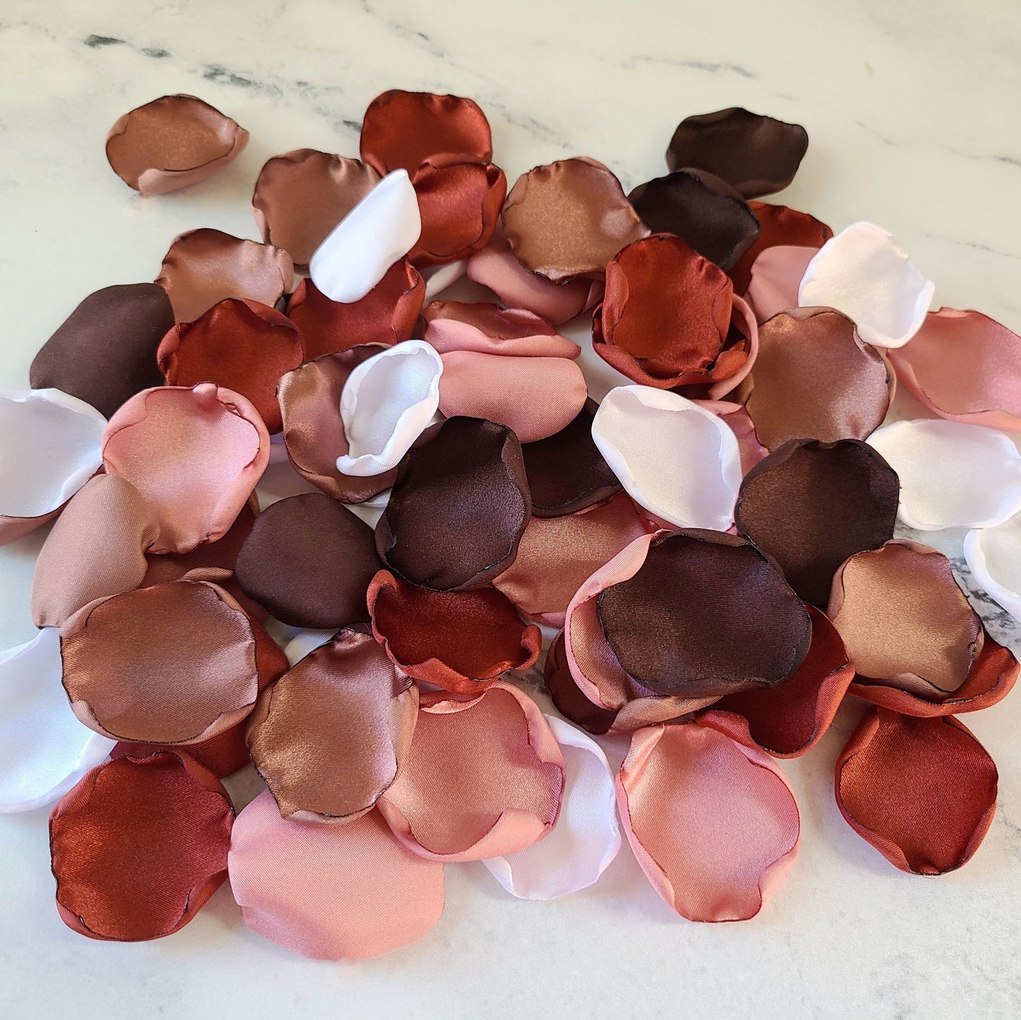 Cinnamon, Dusty Rose, Mauve Rose Petals. Fall Wedding Decor