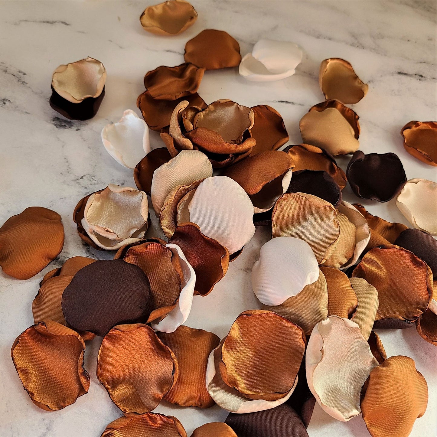 Copper, Brown, Ivory, Taupe and Beige Rose Petals for Fall Wedding Decor