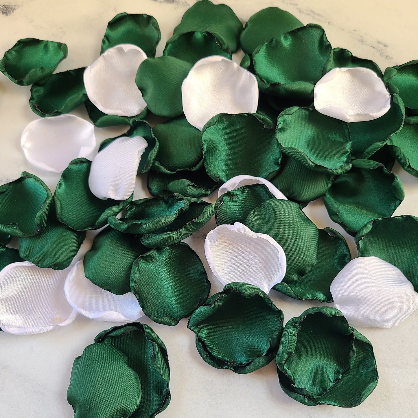 Forest Green & Ivory Rose Petals for fall wedding decor, flower girl petals for baskets, custom table confetti centerpieces, Emerald Green wedding aisle decor, Future MRS