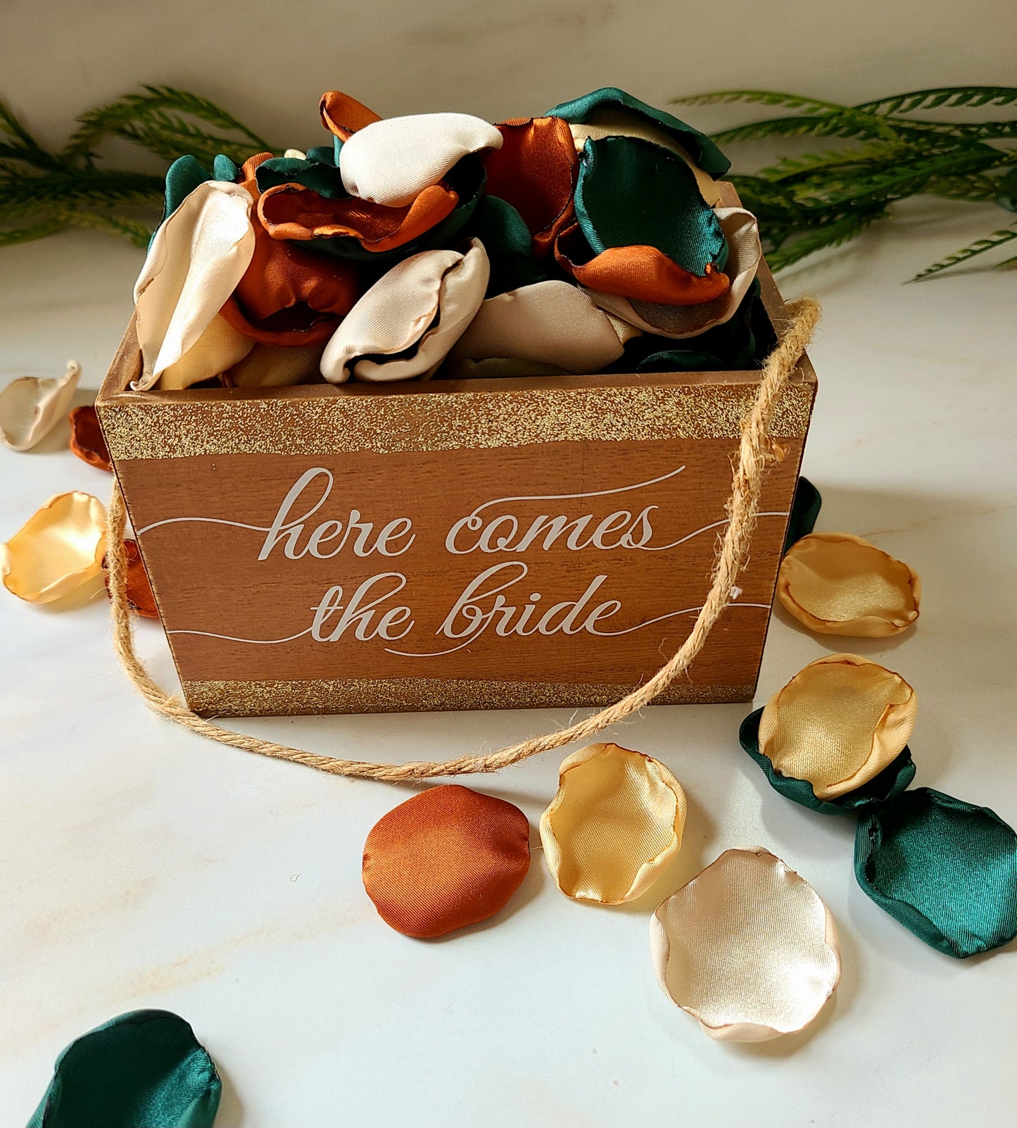 Emerald, Burnt Orange, Gold & Beige Rose Petals for Fall Wedding Aisle Decor, confetti, flower girl baskets, bridal brunch decorations, wedding ideas