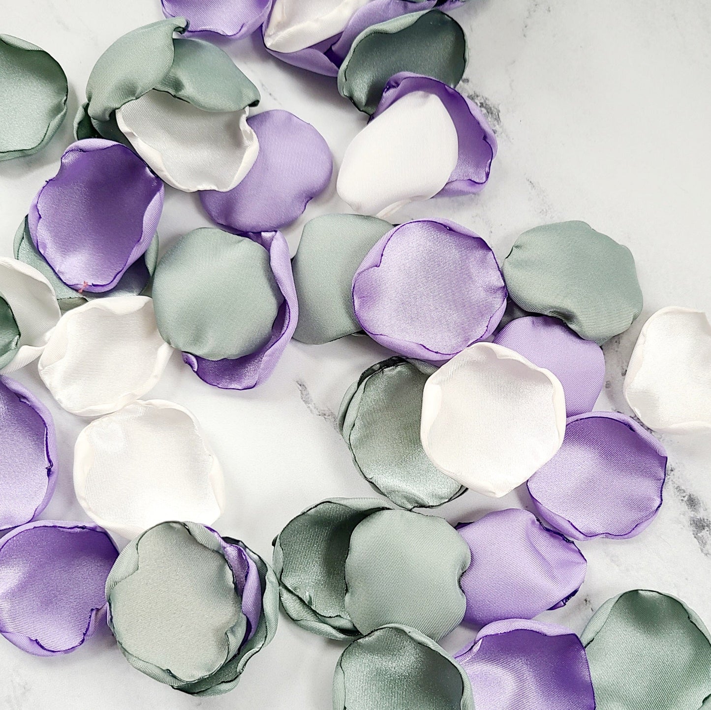 Sage. Ivory & Lavender rose petals for flower girl baskets, petal patrol box, table confetti, whimsical event decor, wedding aisle decorations,