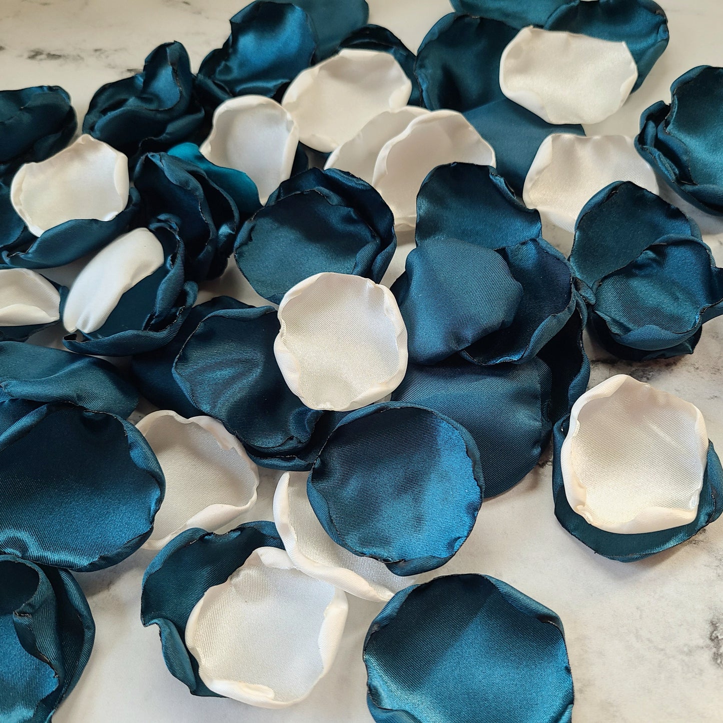 Here Comes the Bride flower girl basket filled with dark teal rose petals, boho fall wedding aisle decor, bridesmaid box, engagement backdrop props,