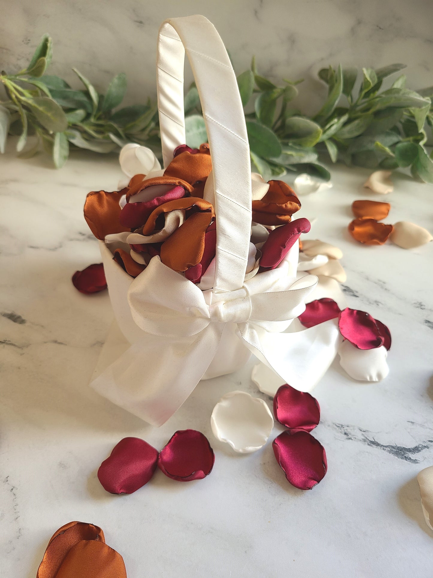 Burgundy, Terracotta, Beige rose petals for a Fall Wedding Theme. Flower petals for a flower girl to toss or put in a basket, Western wedding ideas, aisle decorations, marriage proposal props, table confetti