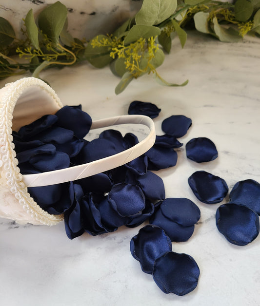 Navy Blue, Ivory & Beige Rose Petals for Boho Wedding Decor Ideas, Table Centerpiece Confetti, marriage proposal backdrop, Western Wedding theme flower girl petals, Bridesmaid Box, Something Blue