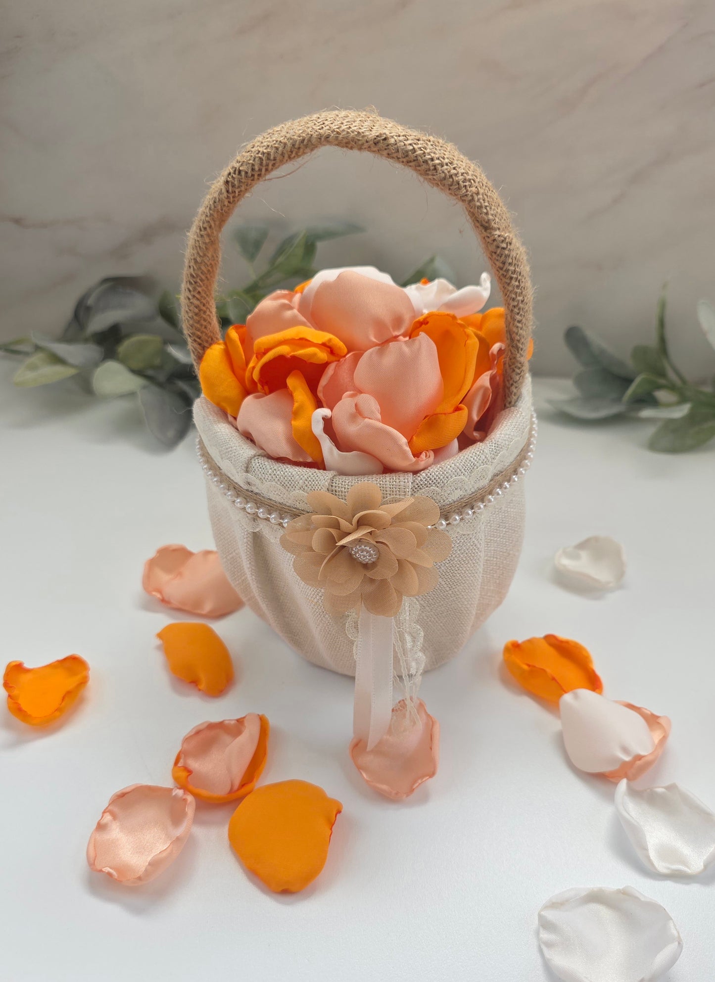 Orange Peach Yellow Ivory rose petals for flower girl petals, wedding aisle decor, whimsical wedding ideas, sunset wedding color scheme, backdrop accents, reception tablescapes