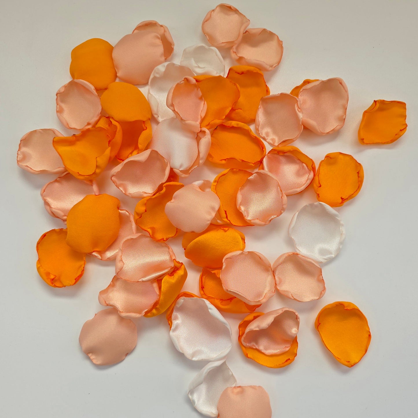 Orange Peach Yellow Ivory rose petals for flower girl petals, wedding aisle decor, whimsical wedding ideas, sunset wedding color scheme, backdrop accents, reception tablescapes
