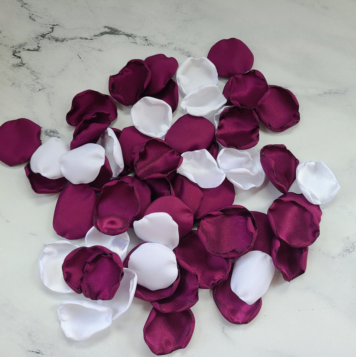White & Purple Plum rose petals for Wedding Decor Ideas, table confetti