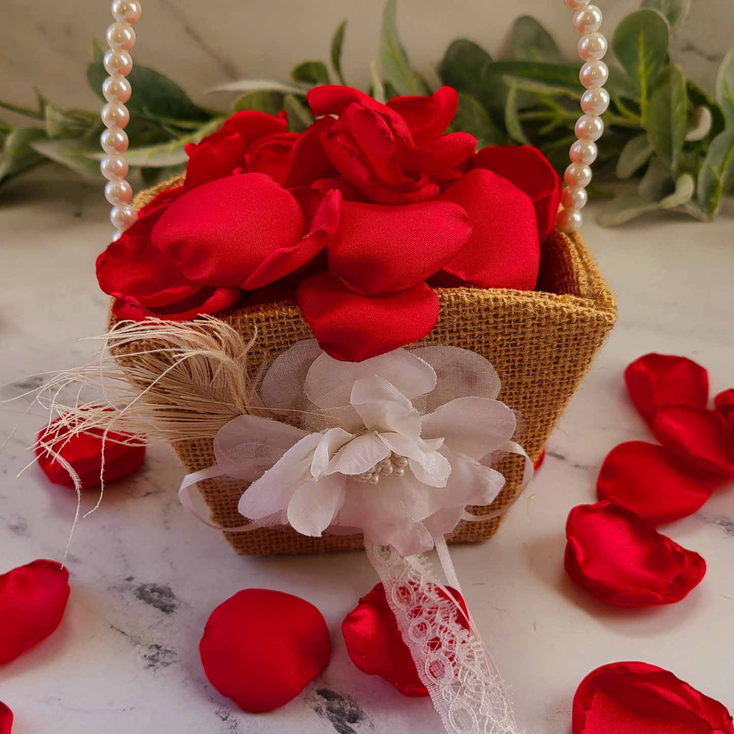Red Rose Petals in a Burlap Flower Girl Basket, Western Wedding Decor, Red Rose Petals for Wedding Decor, Engagement proposal props, Valentine flower girl petals, aisle decorations, custom table confetti, classic table centerpiece decor, wedding memory table petals, Future Mrs