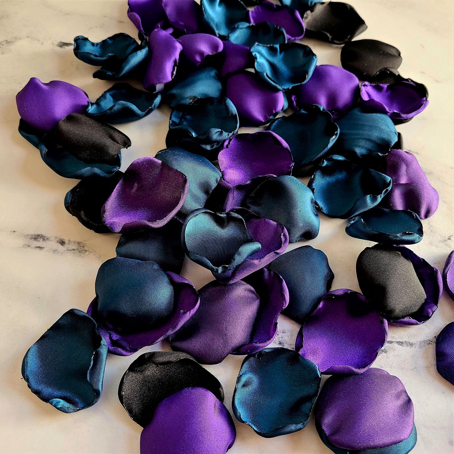 Teal, Purple, Black Rose Petals for Halloween Wedding Decor, Bride or Die Bridal shower decor, spooky table confetti, halloween party decor confetti, bridesmaids box, fall wedding aisle decor,