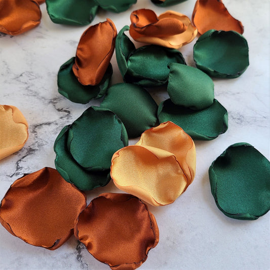 Emerald, Gold and Terracotta Rose Petals for I Do Wedding Ceremony, Emerald, Gold and Terracotta Rose Petals for Fall Wedding Decor, Flower Girl Petals, Bridesmaid Box, We Do BBq, proposal props, western wedding aisle decorations, rustic centerpiece petal decor