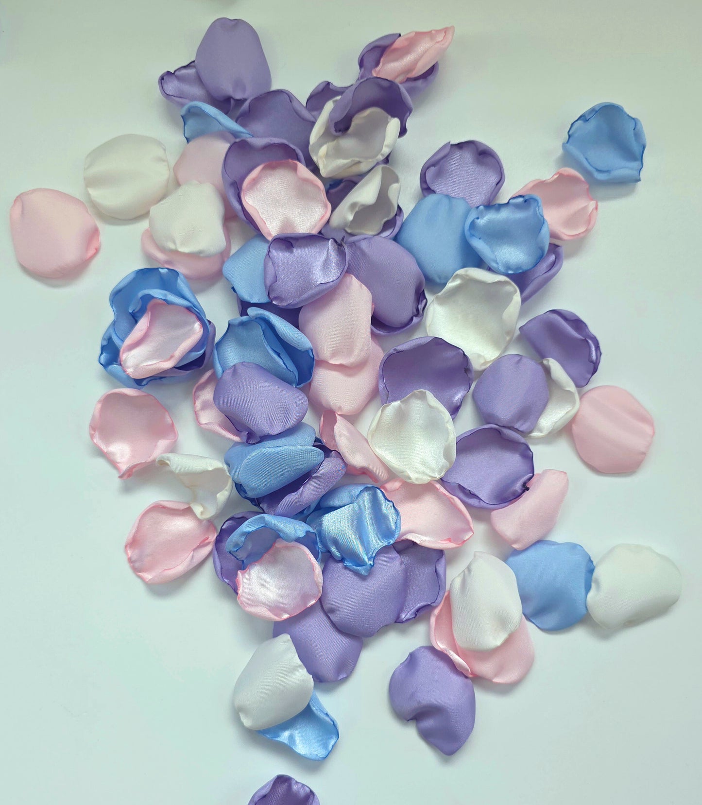 lavender, sky blue, ivory and pink rose petals for flower girl petals, aisle decor. Bridal shower decor. Whimsical wedding decor ideas for future brides