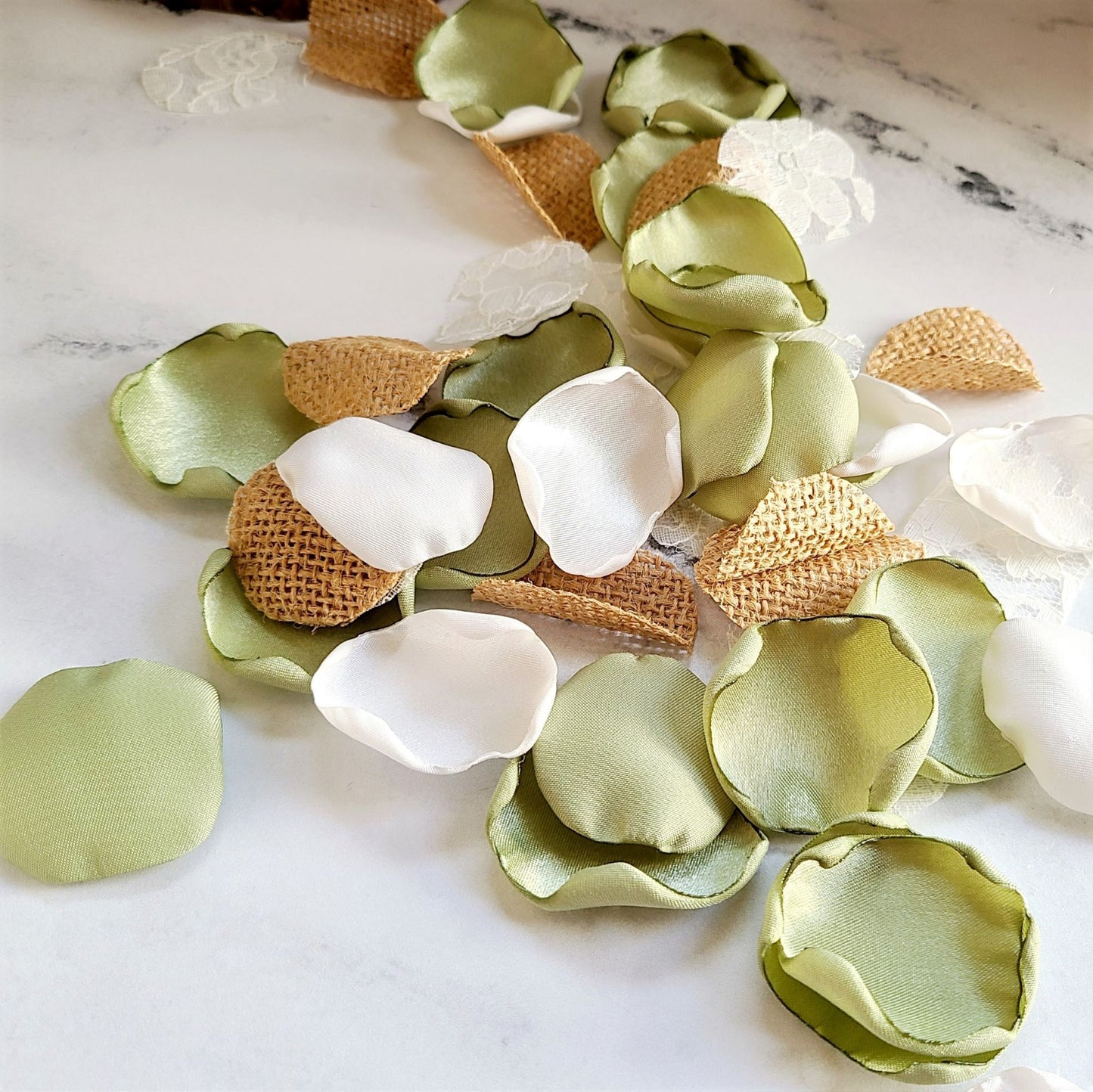 Sage Green Rose Petals for Rustic Western Wedding Decor, Wedding Aisle Decor, Burlap, Lace Flower Petals
