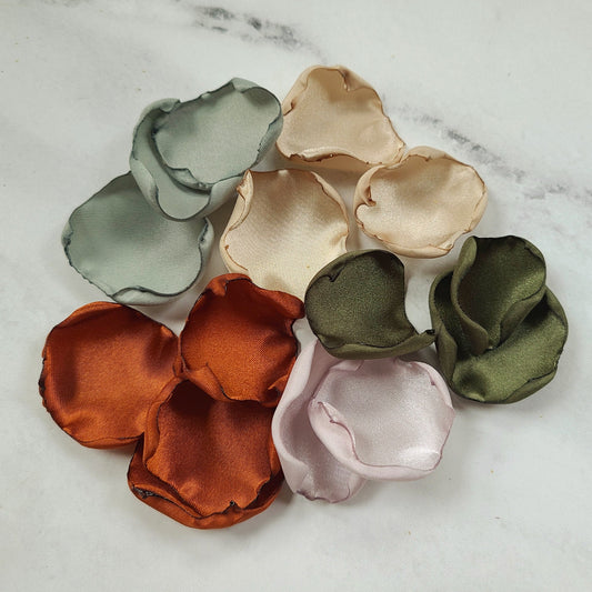 Sage. Olive, Beige, Burnt Orange Rose Petals for fall wedding decor, table confetti, flower girl petals for wedding aisle decor, western wedding table centerpiece ideas, engagement proposal props or filler for bridesmaid box
