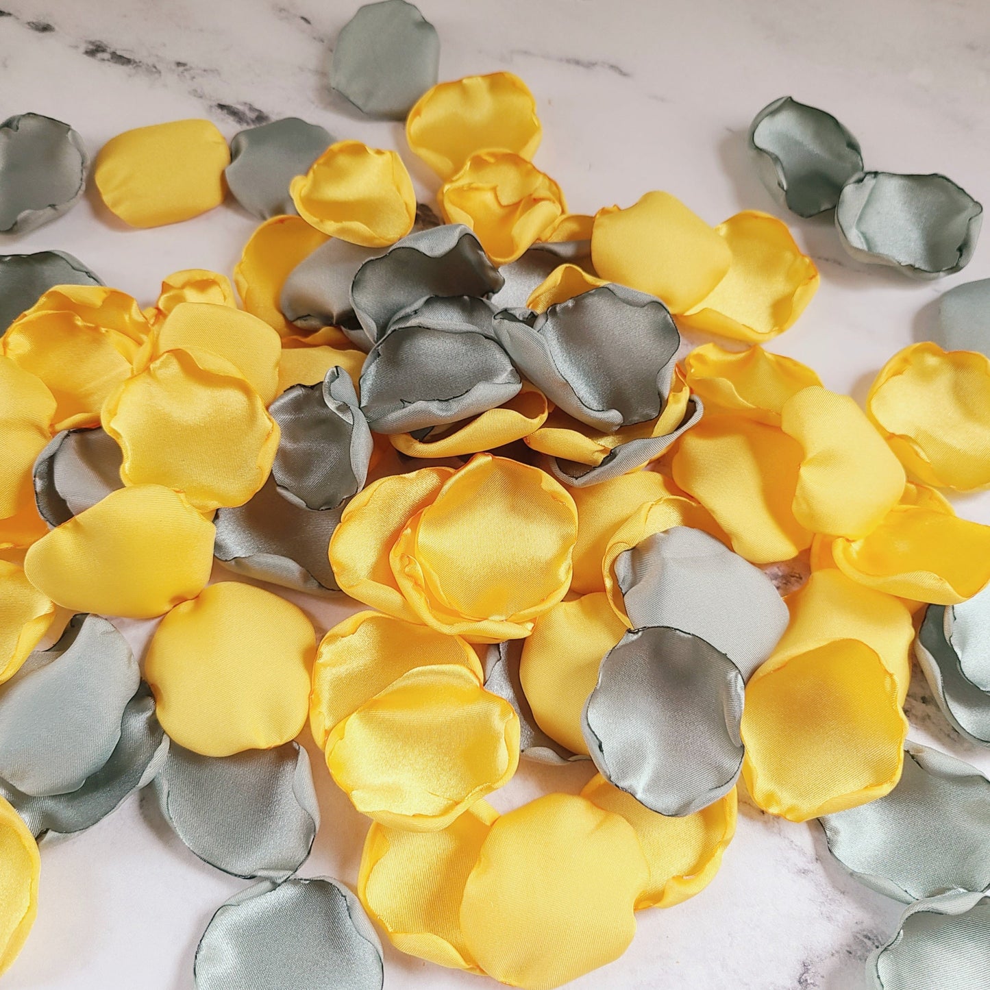 Sunflower Yellow & Sage Green Rose petals for flower girl baskets, wedding aisle decor, proposal box, engagement props