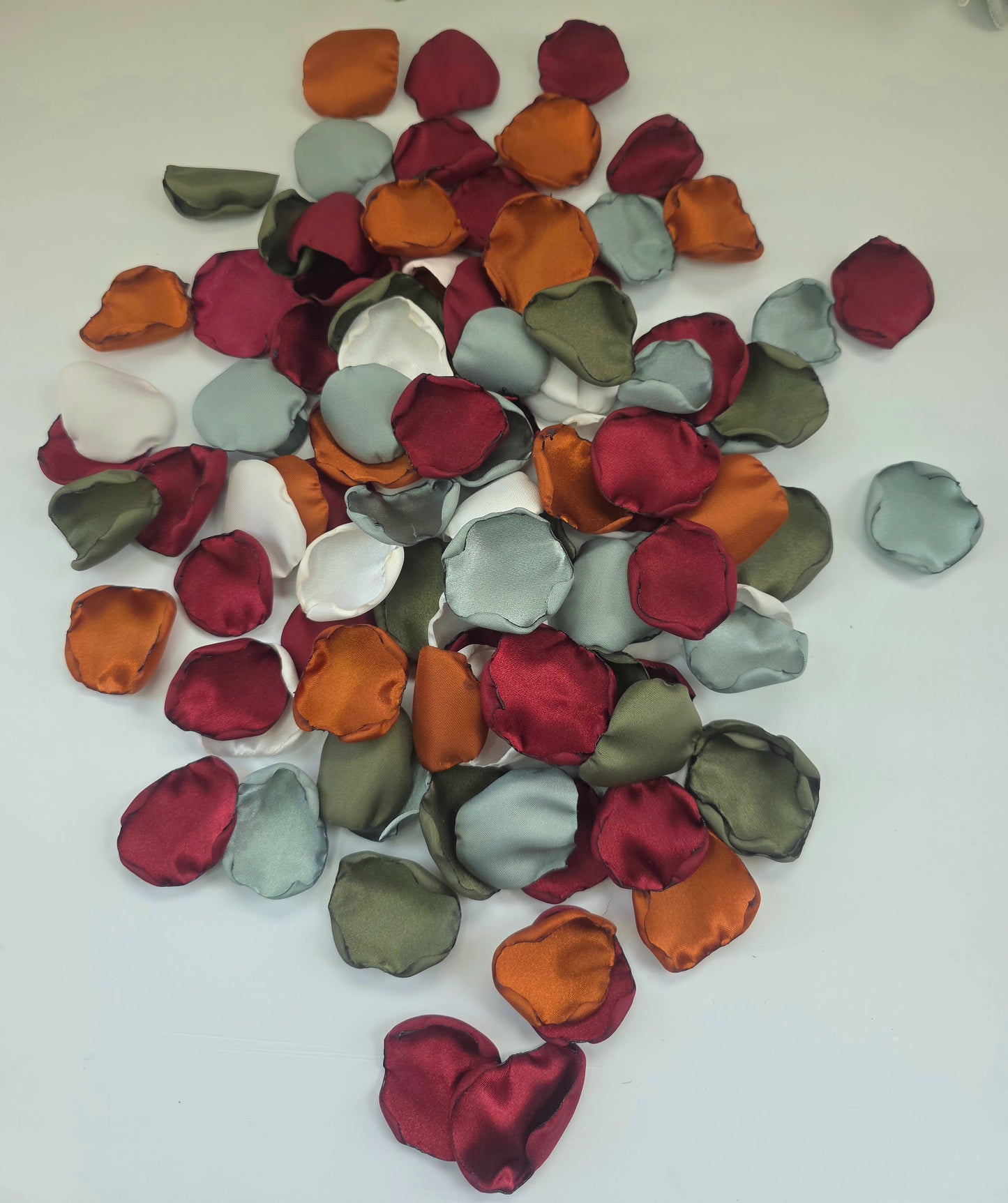 Burgundy, Olive, Blush, Terracotta Rose Petals, Fall Wedding Color Scheme