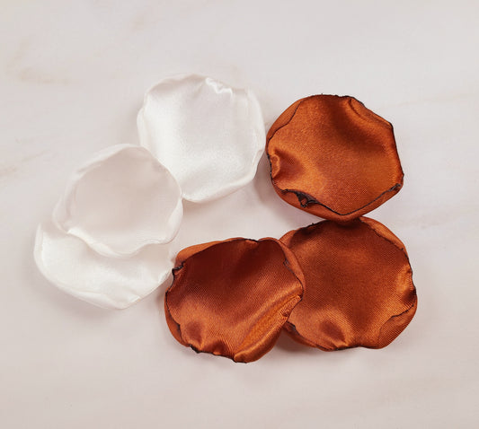 Ivory & Burnt Orange Rose Petals, Terracotta western wedding aisle decorations, confetti