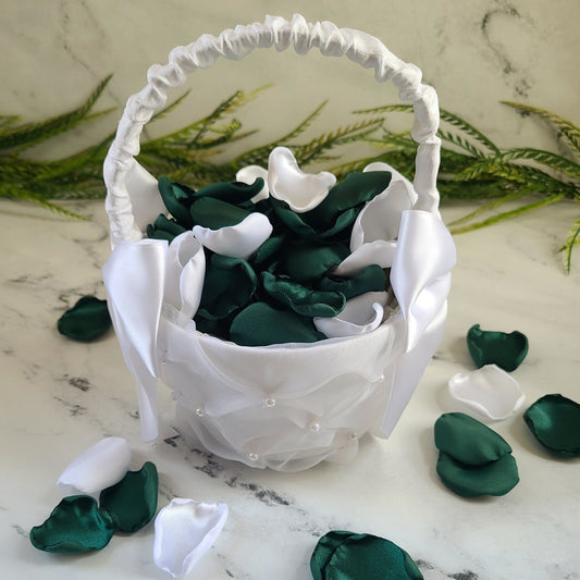 Forest Green & Ivory Rose Petals for fall wedding decor, flower girl petals for baskets, custom table confetti centerpieces, Emerald Green wedding aisle decor, Future MRS, bridesmaid box