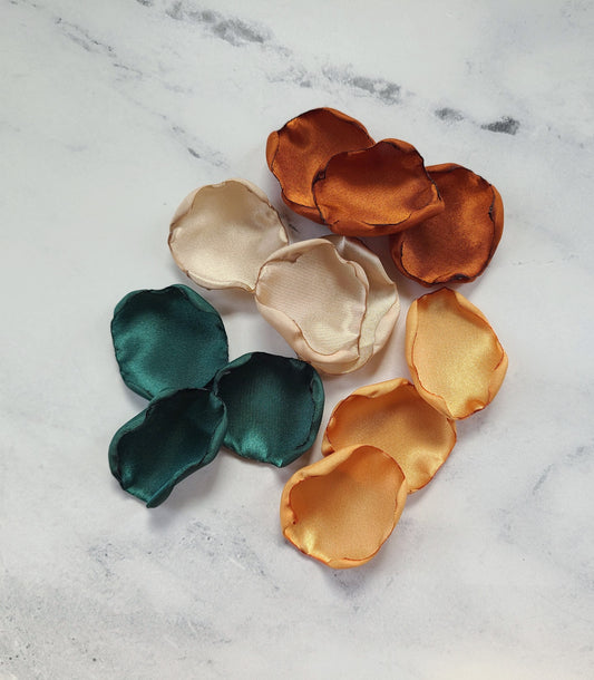 Emerald,Beige, Gold & Terracotta Wedding Decor Rose Petals, Fall Flower Girl Petals