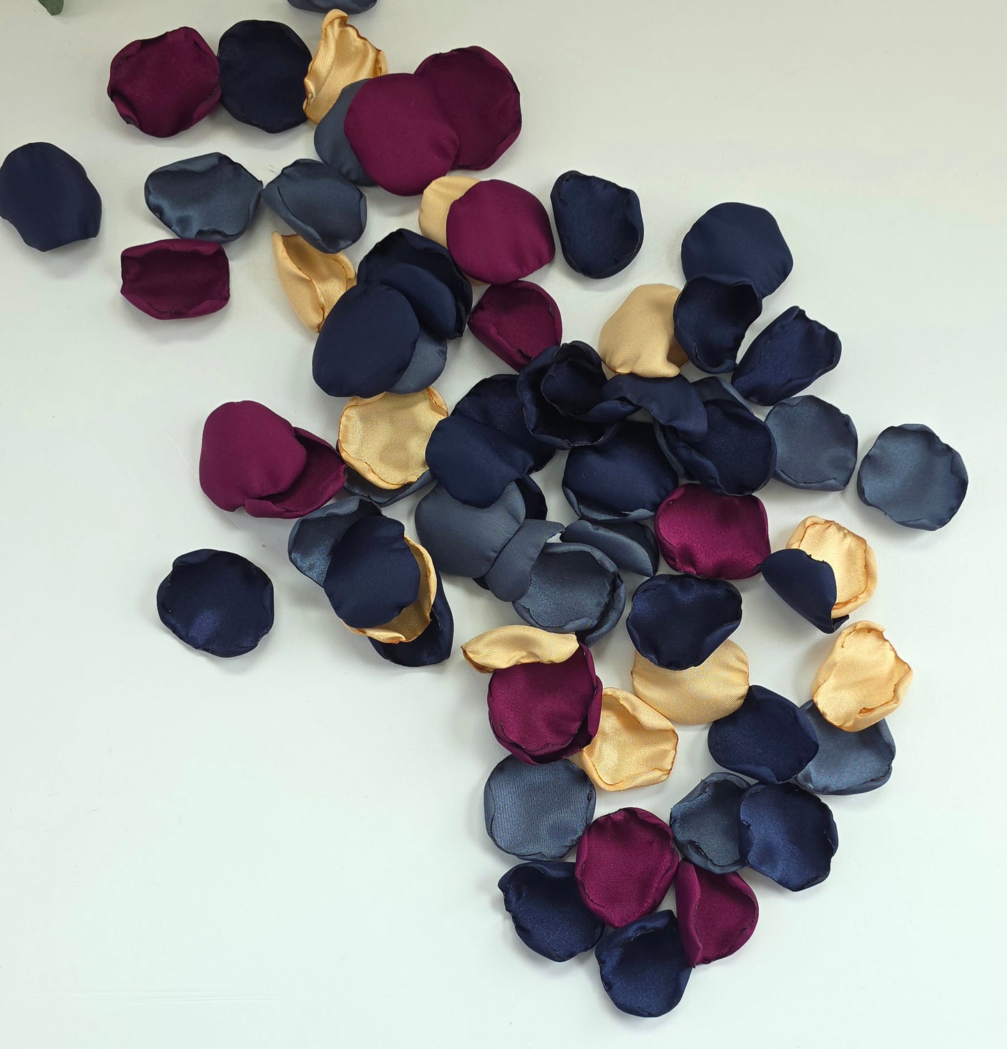 Mulberry Stormy Navy Blue Gold Rose Petals for Celestial Themed Wedding, Confetti and Table Scatter