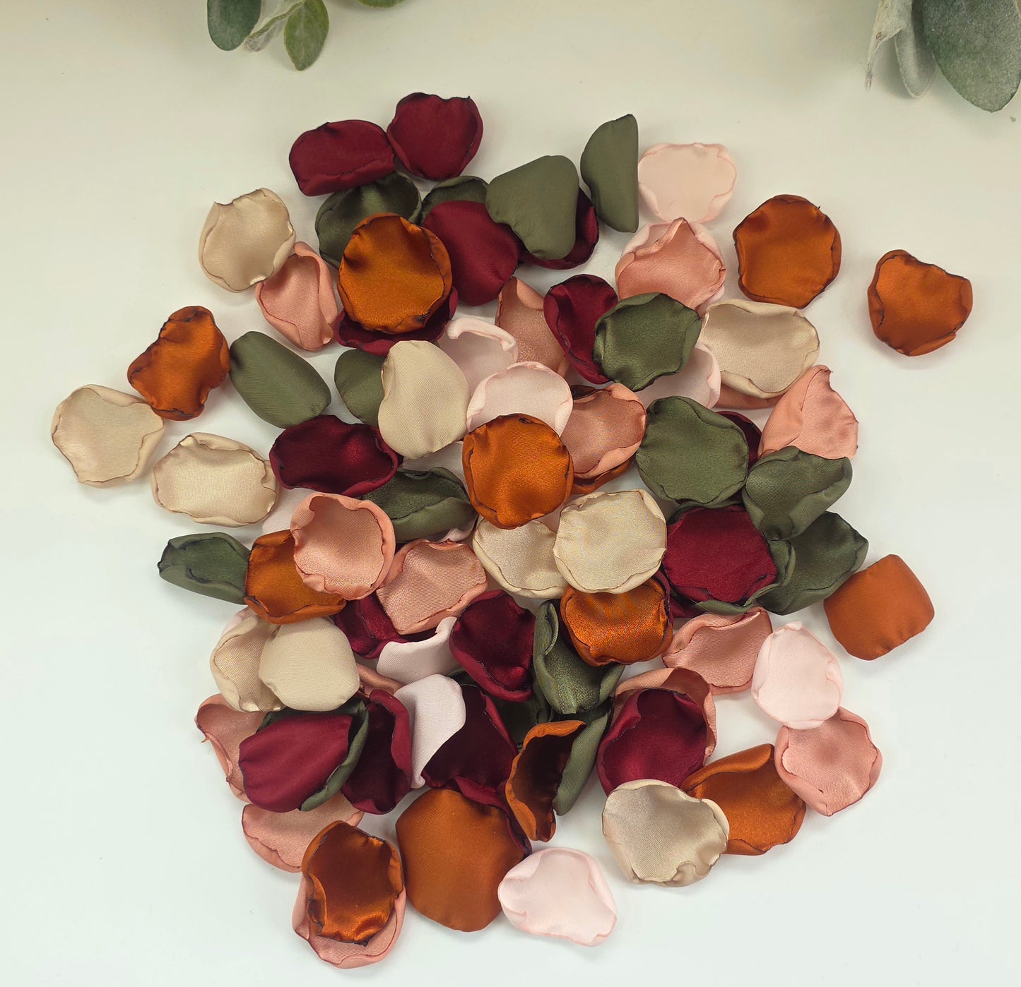 Burgundy, Olive, Blush, Terracotta Rose Petals, Fall Wedding Color Scheme