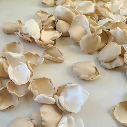 Beige and Ivory flower girl petals for neutral wedding theme decor 