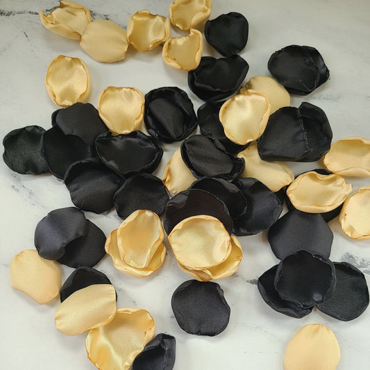 Gold & Black Rose Petals for Glamorous Wedding Table Decor, We Still Do Anniversary, Memorial Petals
