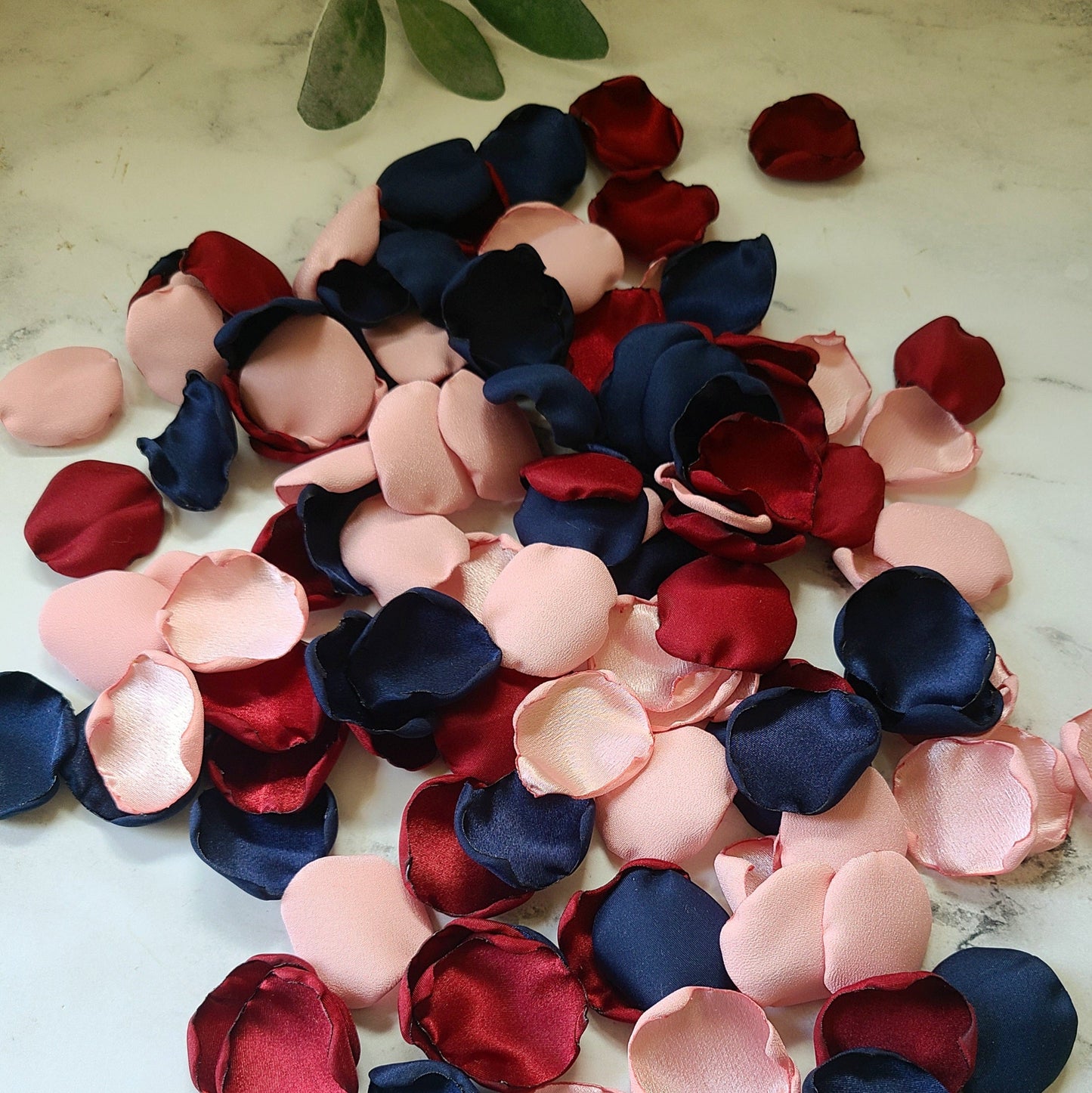 Blush Pink, Navy and Burgundy Rose Petals for flower girl baskets, custom table confetti, wedding aisle decor or fall wedding decor