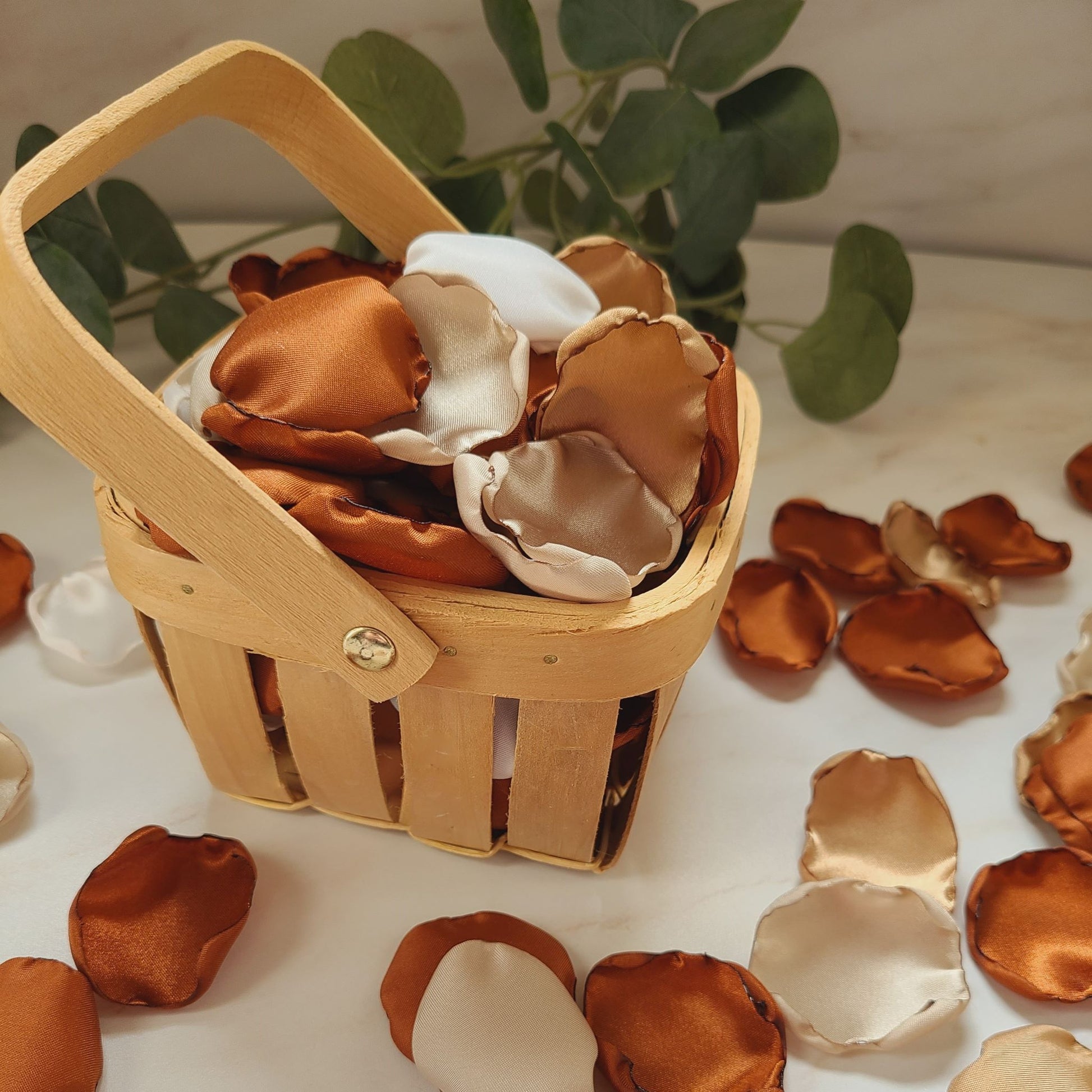  Burnt Orange, Tan, Beige and Ivory rose petals for a Westen Rustic wedding ceremony, fall wedding decor, memory table confetti, flower girl petals for tossing, baskets, wedding aisle decor terracotta