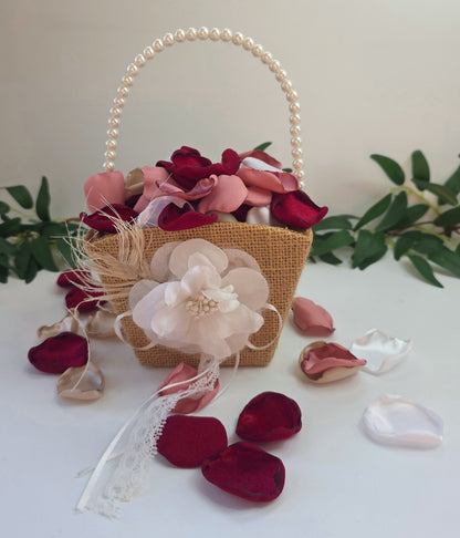 Burgundy and Dusty Pink Rose Petals, Aisle Decor, Confetti