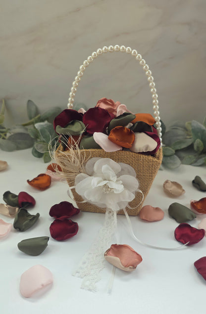 Burgundy, Olive, Blush, Terracotta Rose Petals, Fall Wedding Color Scheme