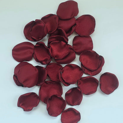 Burgundy, White rose petals for flower girl tossing, aisle decor, classic fall wedding decor. Ideas for future brides planning an elegant wedding ceremony or bridal shower event.