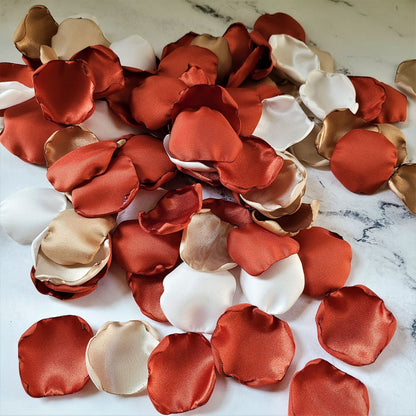 Burnt Orange and Rust Rose Petals for Fall Wedding Decor, Beige and Ivory Flower Petals, Flower Girl Basket. She Said Yes! Wedding Decor, table confetti, petal patrol box, rustic, western wedding aisle decoration, bridal shower decor