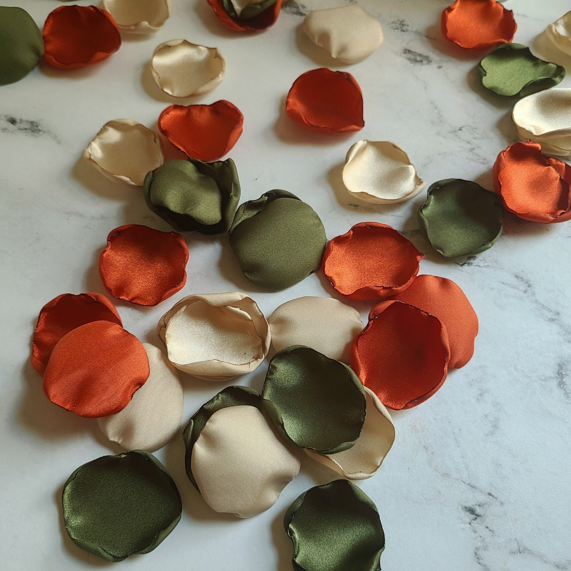 Olive, Beige and Rust Rose Petals for Flower Girl Baskets, Fall Wedding decor, wedding table confetti