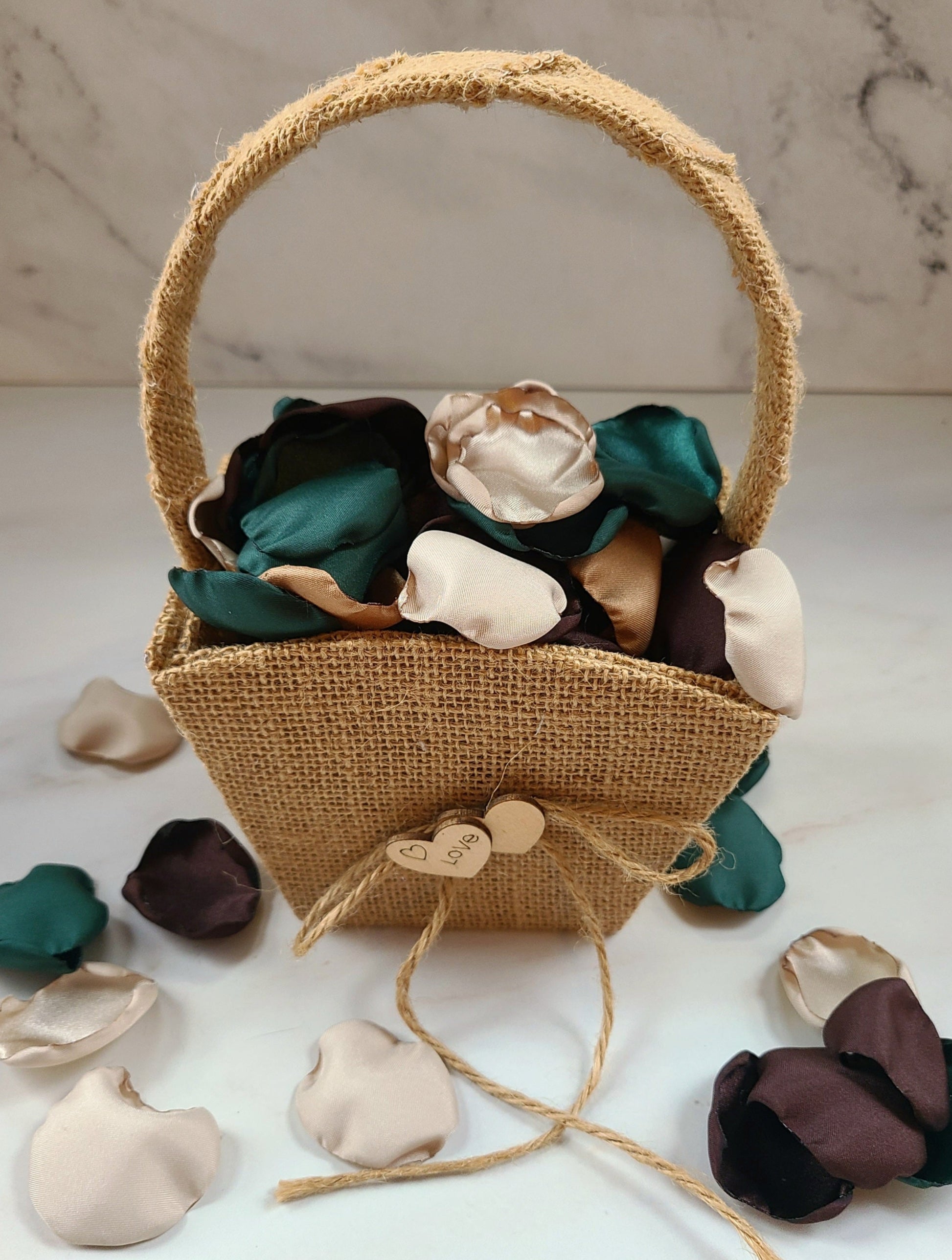 Camouflage Wedding Decor Ideas, Beige, Tan Brown & Emerald Rose Petals, Western Wedding Decorations, Flower Girl Petals, Table Confetti, Wedding Aisle Decor