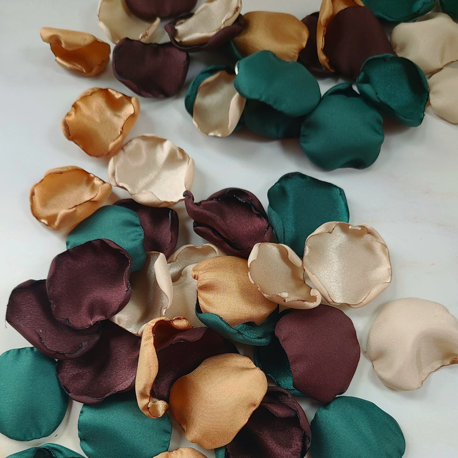Camouflage Wedding Decor Ideas, Beige, Tan Brown & Emerald Rose Petals, Western Wedding Decorations, Flower Girl Petals, Table Confetti