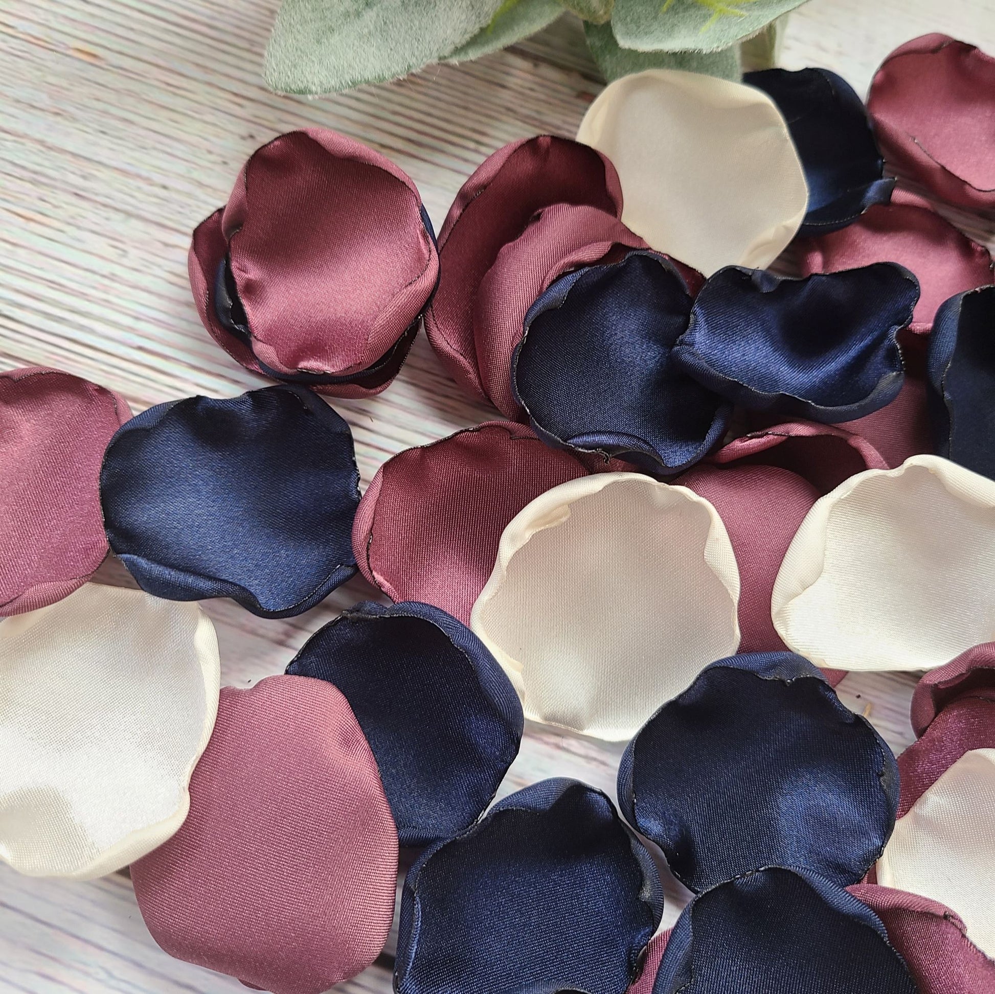 Chianti and Navy Rose Petals for Fall Wedding Decor