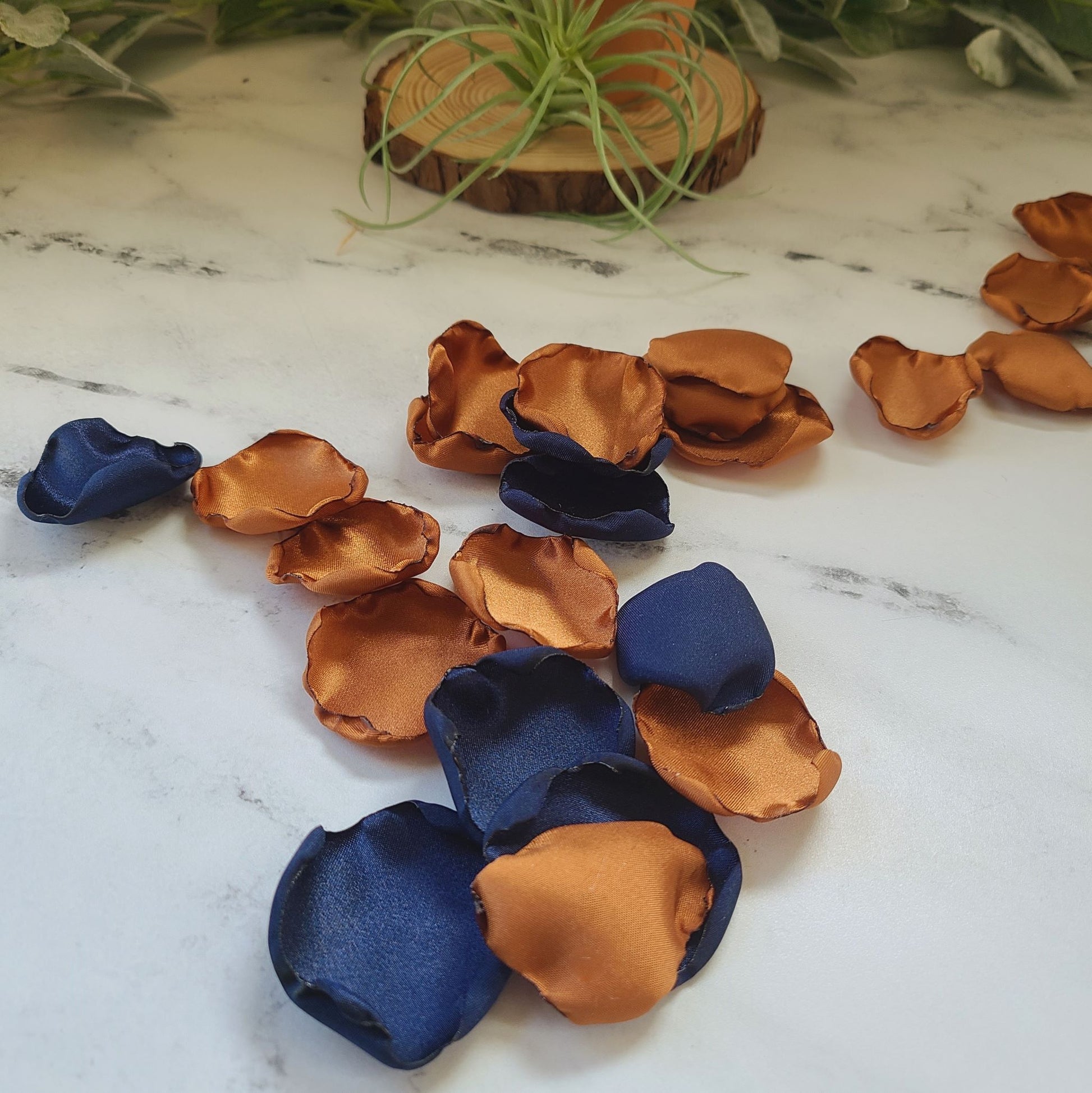 Copper Navy Blue Rose Petals for Fall Wedding Decor