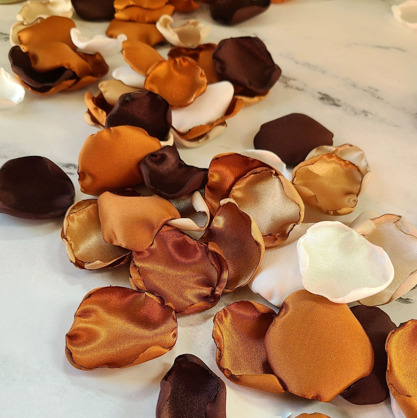 Copper, Brown, Ivory, Taupe and Beige Rose Petals for Wedding aisle decor 