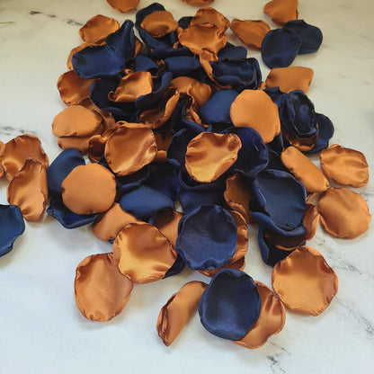 Copper Navy Blue Rose Petals for Fall Wedding Aisle Decor