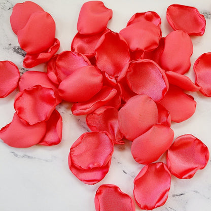 coral rose petals for whimsical wedding theme, flower girl baskets, wedding aisle decor