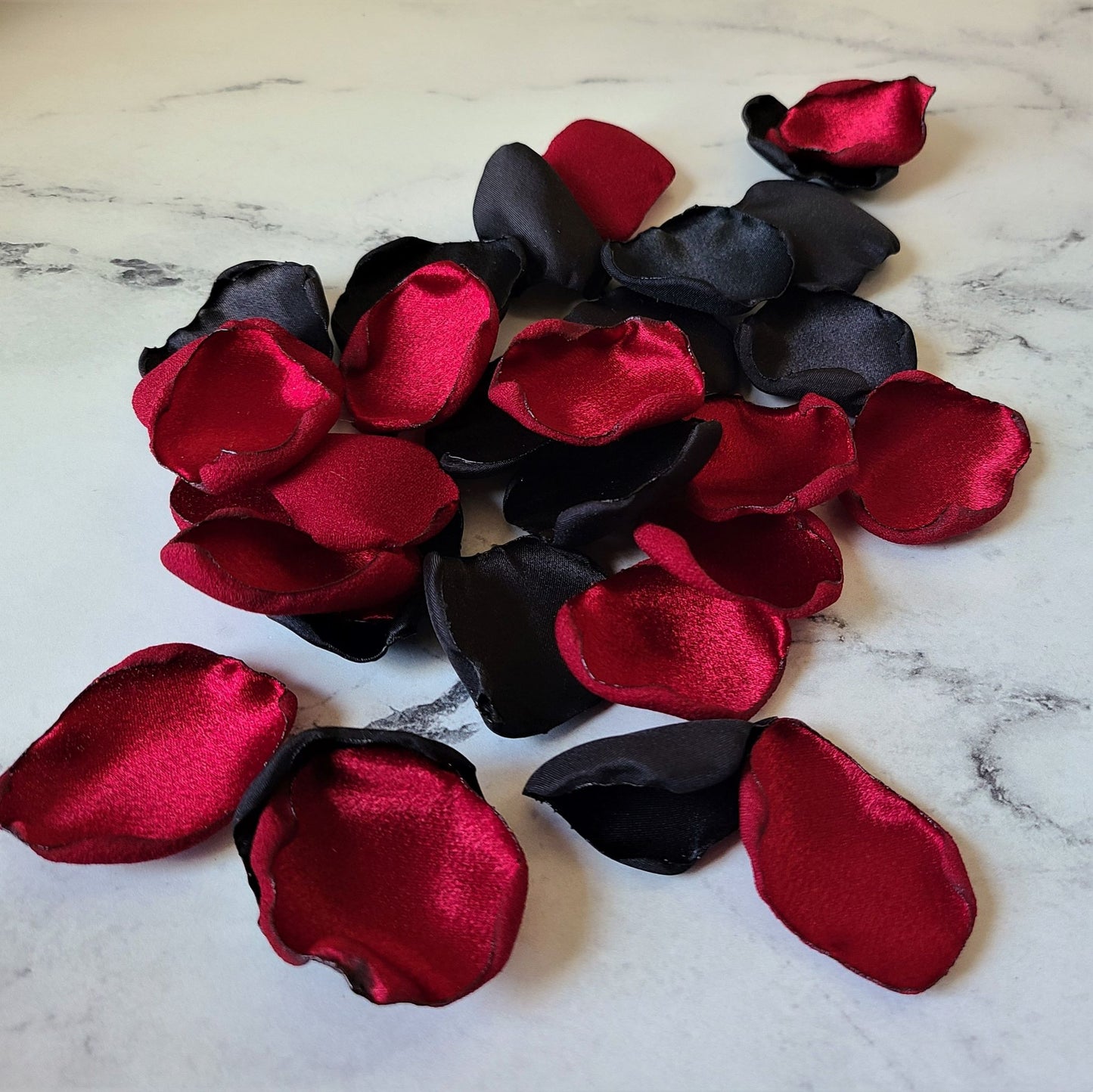 Dark Red and Black Rose Petals for Goth Wedding Decor, flower girl baskets, confetti scatter, halloween party decor, gothic bridal shower decorations, 